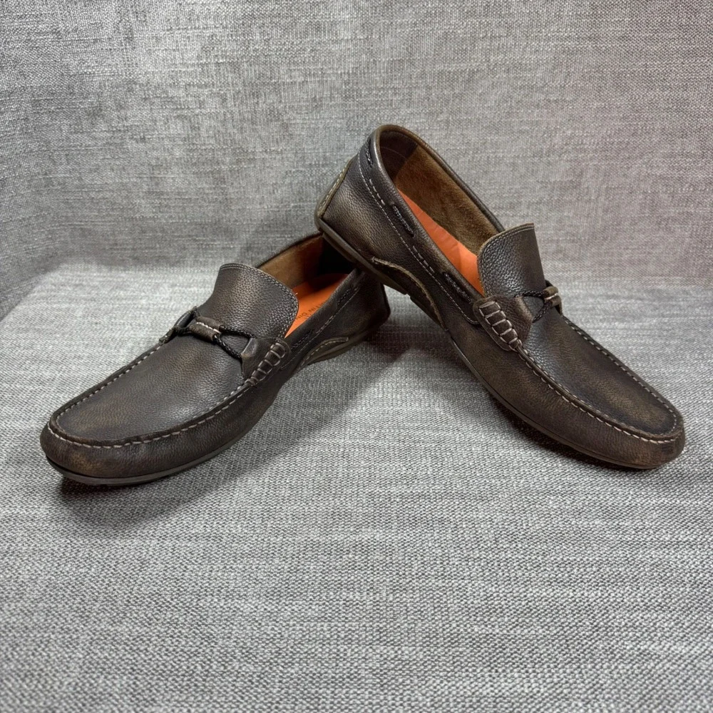 Martin Dingman Bermuda Braid Leather Loafers Men 11.5 Brown Driving Shoes Luxury